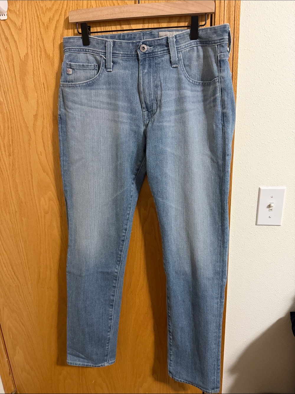 AG Adriano Goldschmied Light Blue Slim Straight Leg Jeans